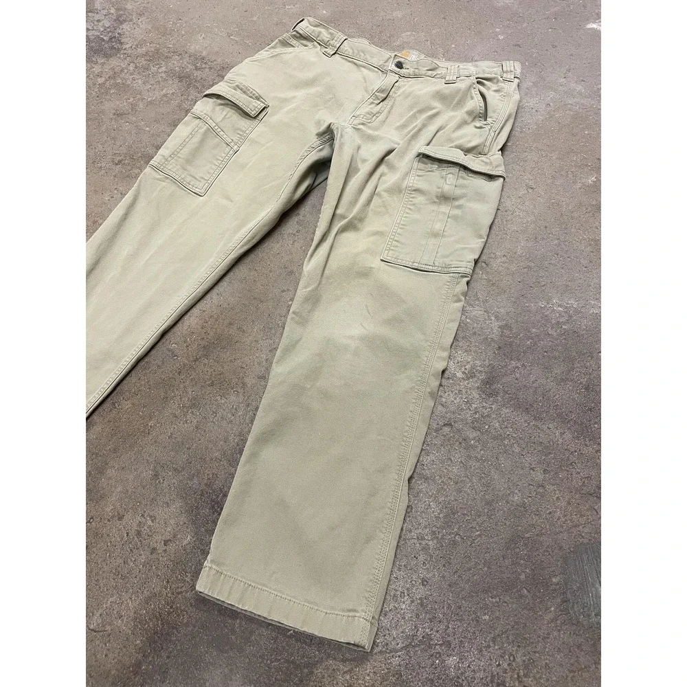 Carhartt Pants Mens 38x30 Beige Relaxed Fit‎ Canvas Cargo Work Utility 103574